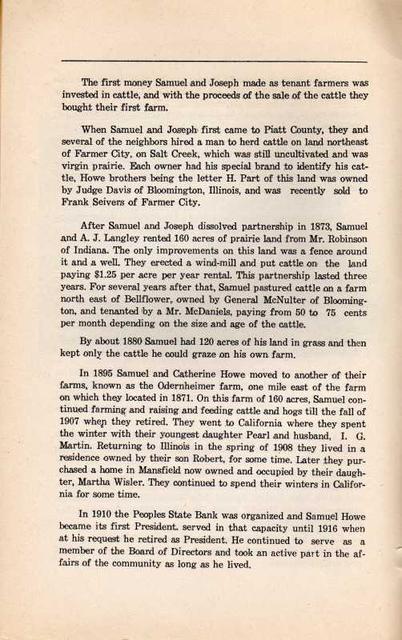 Howe Family History 5 - To Illinois Howe Family History 5 - To Illinois